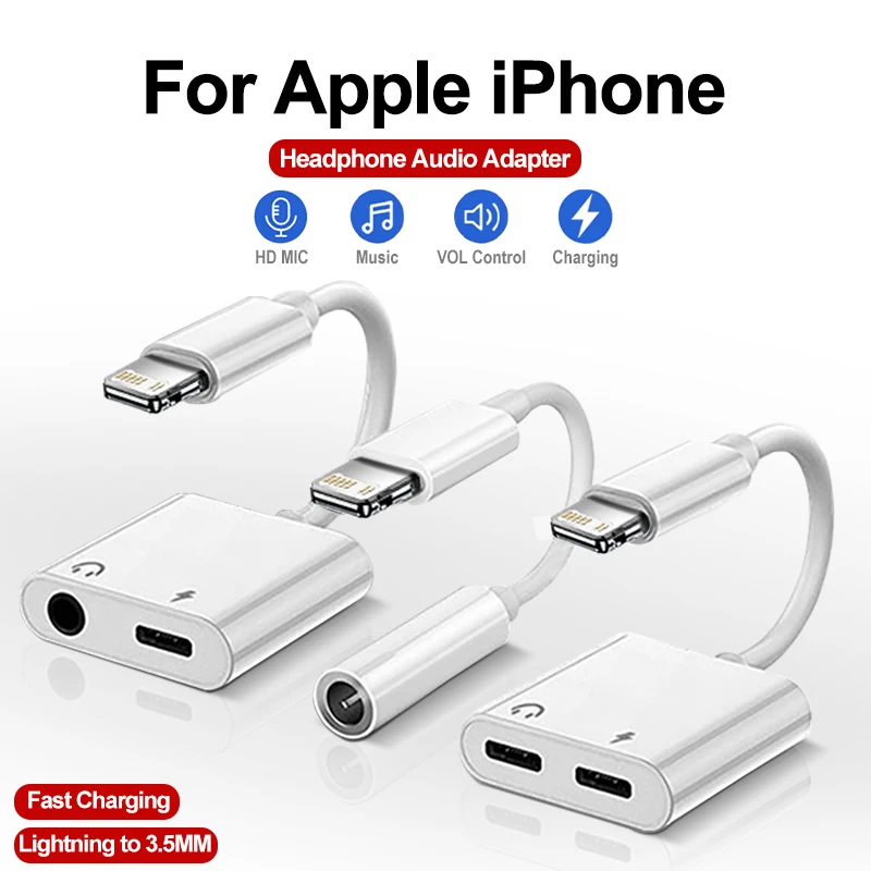 2 In 1 Lightning 3.5mm     For iPhone 14 13 12 11 Pro Max X XS XR SE 8 Plus   ȯ